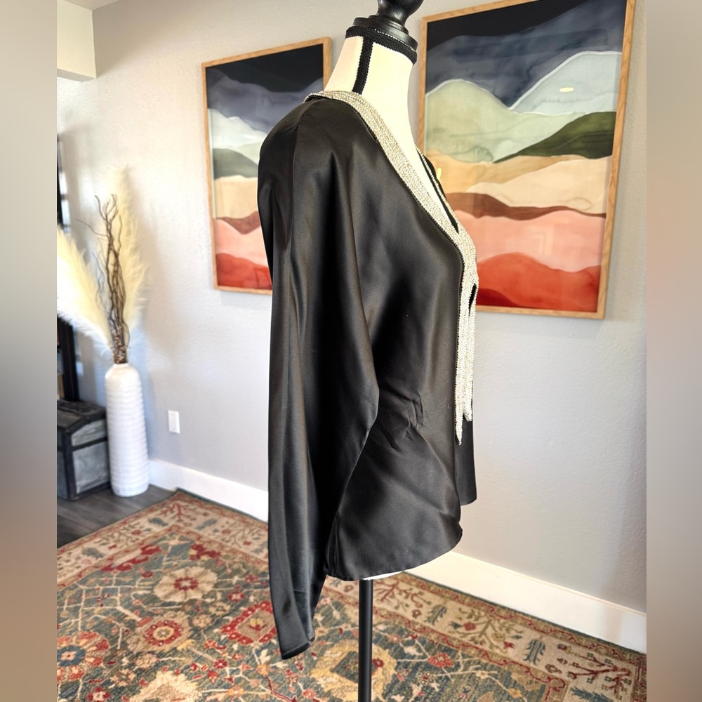 Vintage Silk Black Beaded Blouse - Picture 3 of 9
